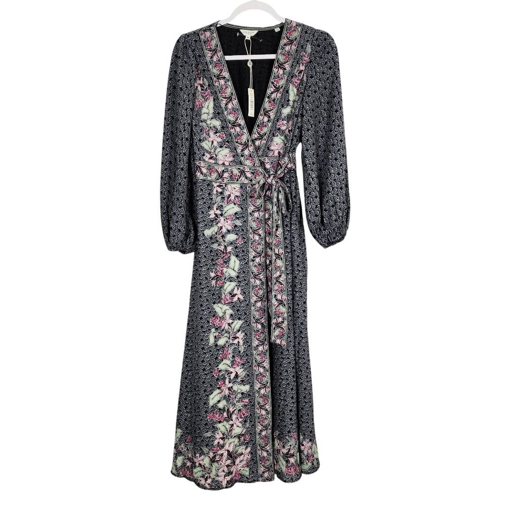 Max Studio London XS Floral Wrap Maxi Dress With Puff Sleeves - Picture 11 of 13